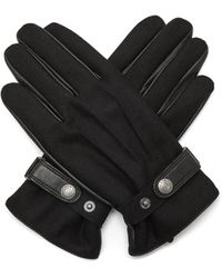 Dents Guildford Fleece-lined Flannel And Leather Gloves - Black