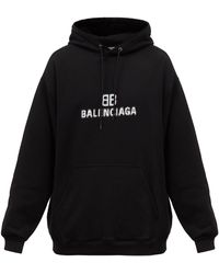 Balenciaga Logo-print Cotton-jersey Hooded Sweatshirt - Black