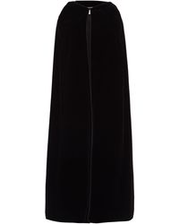Saint Laurent Hooded Velvet Cape - Black