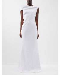 Roland Mouret Draped Open-back Sequinned Gown - White