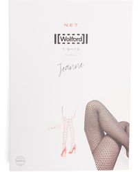 Wolford Jeanne Crystal-embellished Fishnet Tights - Black