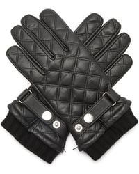Dents Saltford Quilted Wool-lined Leather Gloves - Black