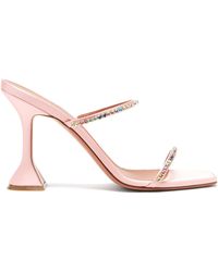 AMINA MUADDI Gilda Crystal-embellished Satin Sandals - Pink