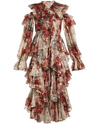 Alexander McQueen Ruffle-rimmed Fil Coupé Jacquard Dress - Multicolour