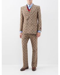 Gucci - Horsebit-jacquard Cotton-blend Suit Trousers - Lyst