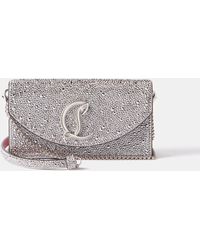 Christian Louboutin Palmette Crystal-embellished Satin Clutch in 