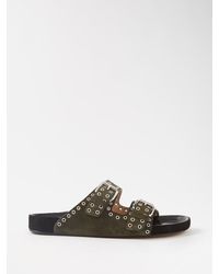 isabel marant lennyo grommet suede slides