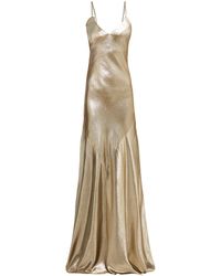 Rebecca de Ravenel Lamé Braided-strap Floor-length Gown - Metallic