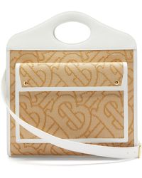 Burberry Pocket Large Tb-woven Raffia Handbag - Natural