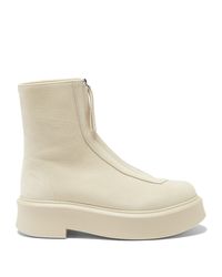 The Row Zip-front Leather Ankle Boots - Natural