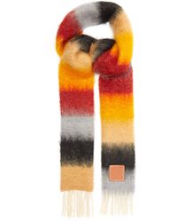 Loewe Striped Leather-patch Mohair-blend Scarf - Multicolour