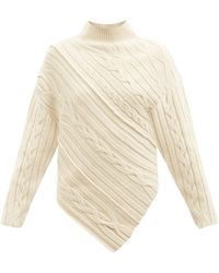 Proenza Schouler Bias-cut Cable-knit Wool-blend Sweater - Natural