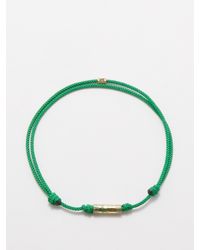 Luis Morais Palm Tree-engraved 14kt Gold Corded Bracelet - Green
