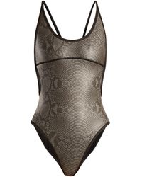 DOS GARDENIAS Vicious Scoop-neck Neoprene Swimsuit - Gray