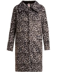 Shrimps Erin Leopard-print Single-breasted Coat - Gray