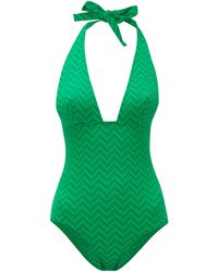 Eres Maillot de bain dos-nu en crépon zigzag - Vert