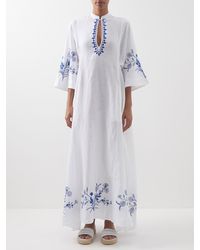 Robe-chemise en lin à broderies florales Yseult Lin Thierry Colson en coloris Blanc Femme Robes Robes Thierry Colson 
