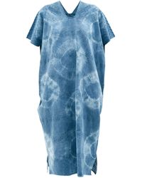 Pippa Holt Tie-dye Geometric-jacquard Cotton Kaftan - Blue