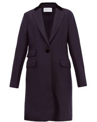 Harris Wharf London Pardessus en feutre de laine à col en velours - Bleu