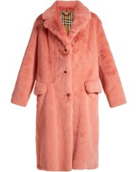 Burberry Single-breasted Faux-fur Coat - Pink