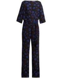 Diane von Furstenberg Gwynne Dragon Berry Print Jumpsuit - Black