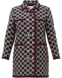 Gucci GG-jacquard Tweed Single-breasted Coat - Multicolour
