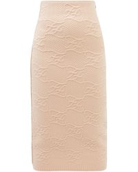 Fendi Karligraphy-jacquard Jersey Midi Skirt - Pink