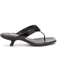 Prada - Square-toe Spazzolato-leather Sandals - Lyst