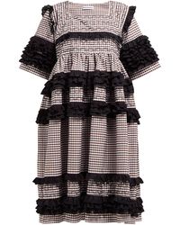 Molly Goddard Elodie Ruffled Gingham-cotton Midi Dress - Brown