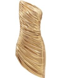 Norma Kamali Diana Asymmetric Ruched-lamé Mini Dress - Metallic