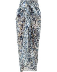 Marios Schwab Sarong en voile de coton à imprimé fleuri - Bleu