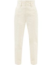Fendi Ff-printed High-rise Jeans - White