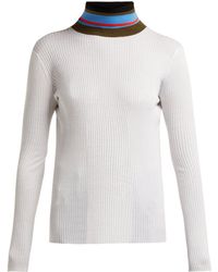Proenza Schouler Striped Roll Neck Cotton Sweater - White