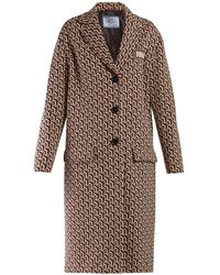 Prada Geometric-jacquard Single-breasted Coat - Brown