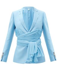 Burberry Veste en laine à ceinture et boutonnage simple - Bleu