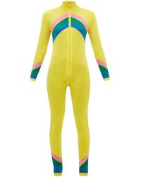 Perfect Moment Chevron-striped Merino-wool Jumpsuit - Yellow