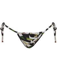 Dolce & Gabbana Lily-print Tie-side Bikini Briefs - Black