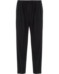 Homme Plissé Issey Miyake Technical-pleated Tapered-leg Trousers - Black