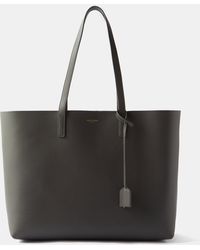 SAINT LAURENT Logo-print large leather tote bag