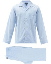 Polo Ralph Lauren Logo-embroidered Gingham Cotton Pyjamas - Blue