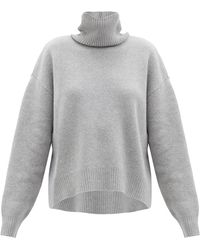 Raey Cropped Displaced-sleeve Roll-neck Wool Jumper - Grey
