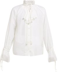 Etro Suffolk Ruffled Cotton-blend Blouse - White