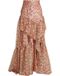 Peter Pilotto Fil Coupé Jacquard Silk-blend Organza Skirt - Brown