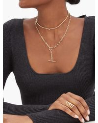 Zoe Chicco T-bar Toggle Diamond & 14kt Gold Necklace - Metallic