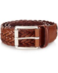 Andersons Woven-leather Belt - Brown