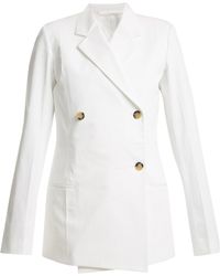 Helmut Lang Blazer en coton mélangé à double boutonnage - Blanc