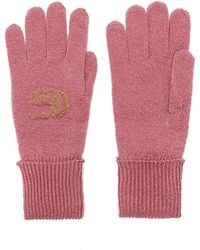 Gucci GG-intarsia Cashmere-lined Gloves - Pink