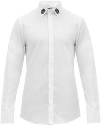 Dolce & Gabbana Crown-appliqué Cotton-blend Shirt - White