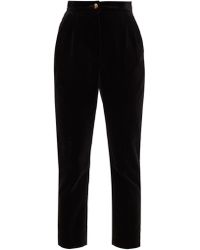 Dolce & Gabbana Pantalon taille haute en velours de coton - Noir