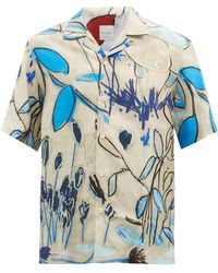 Paul Smith Camp-collar Floral-print Shirt - Blue